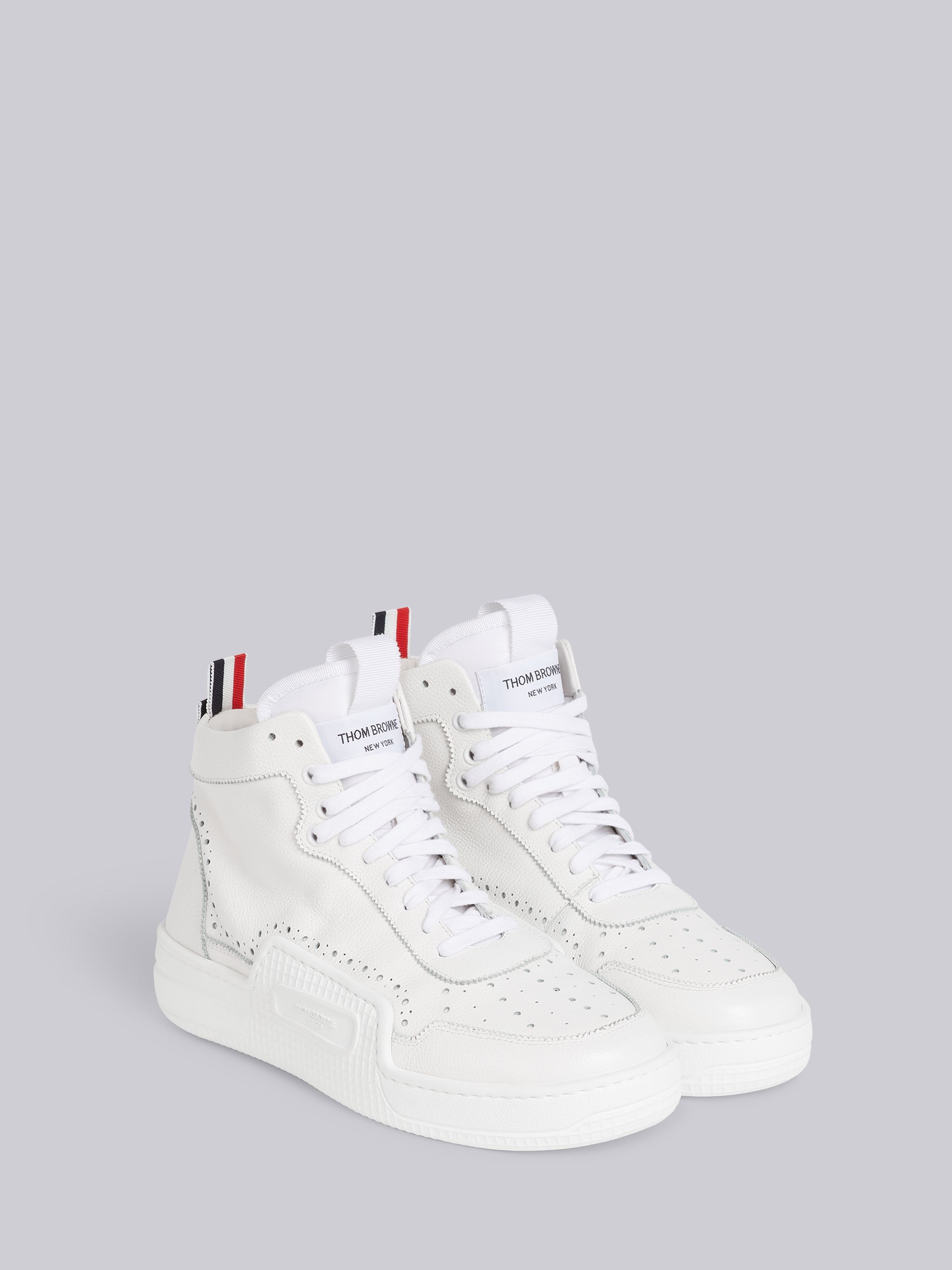 White Pebbled Calfskin Basketball High-top Trainer - 2