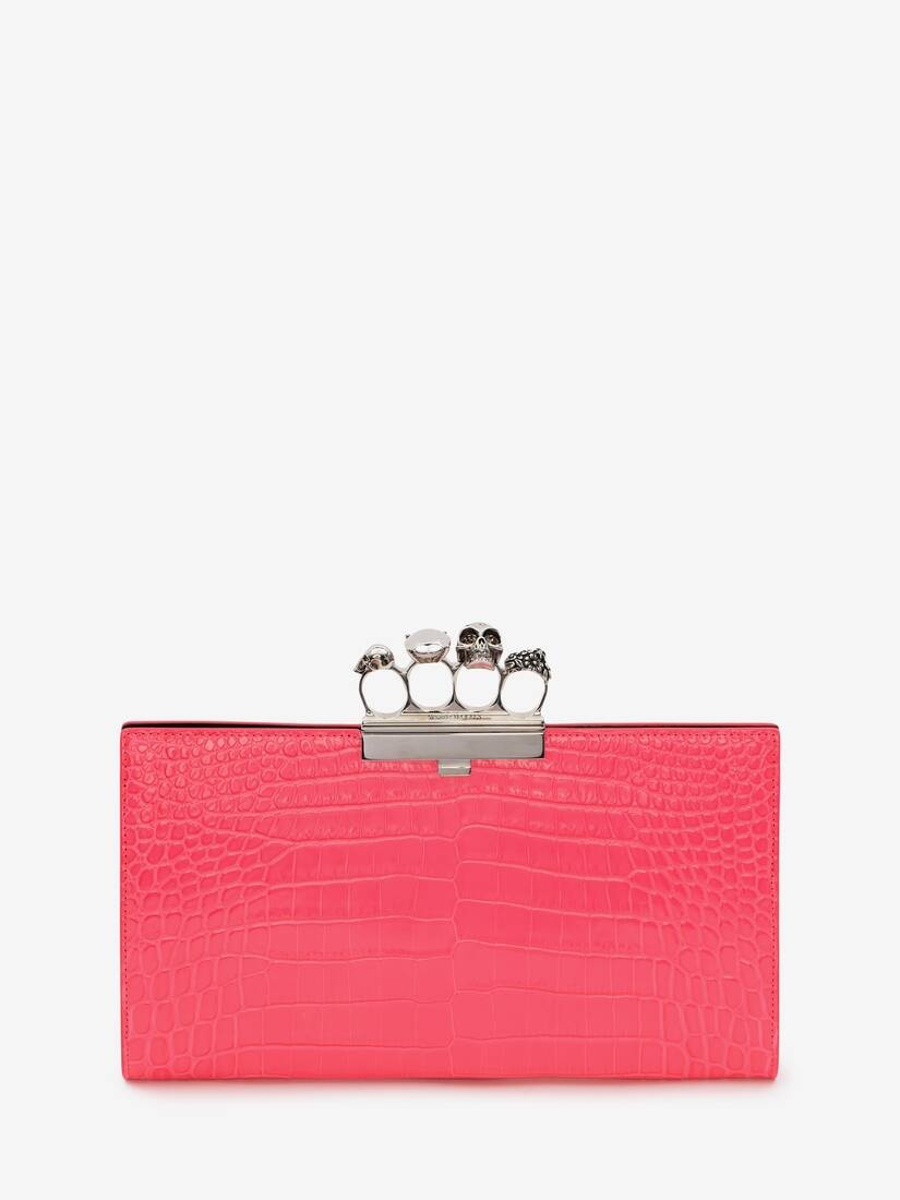 Jewelled Flat Pouch in Neon Pink - 1
