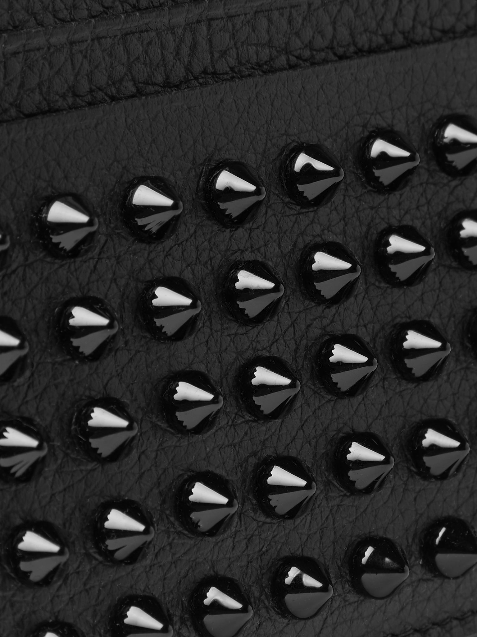 Studded Full-Grain Leather Cardholder Black - 3