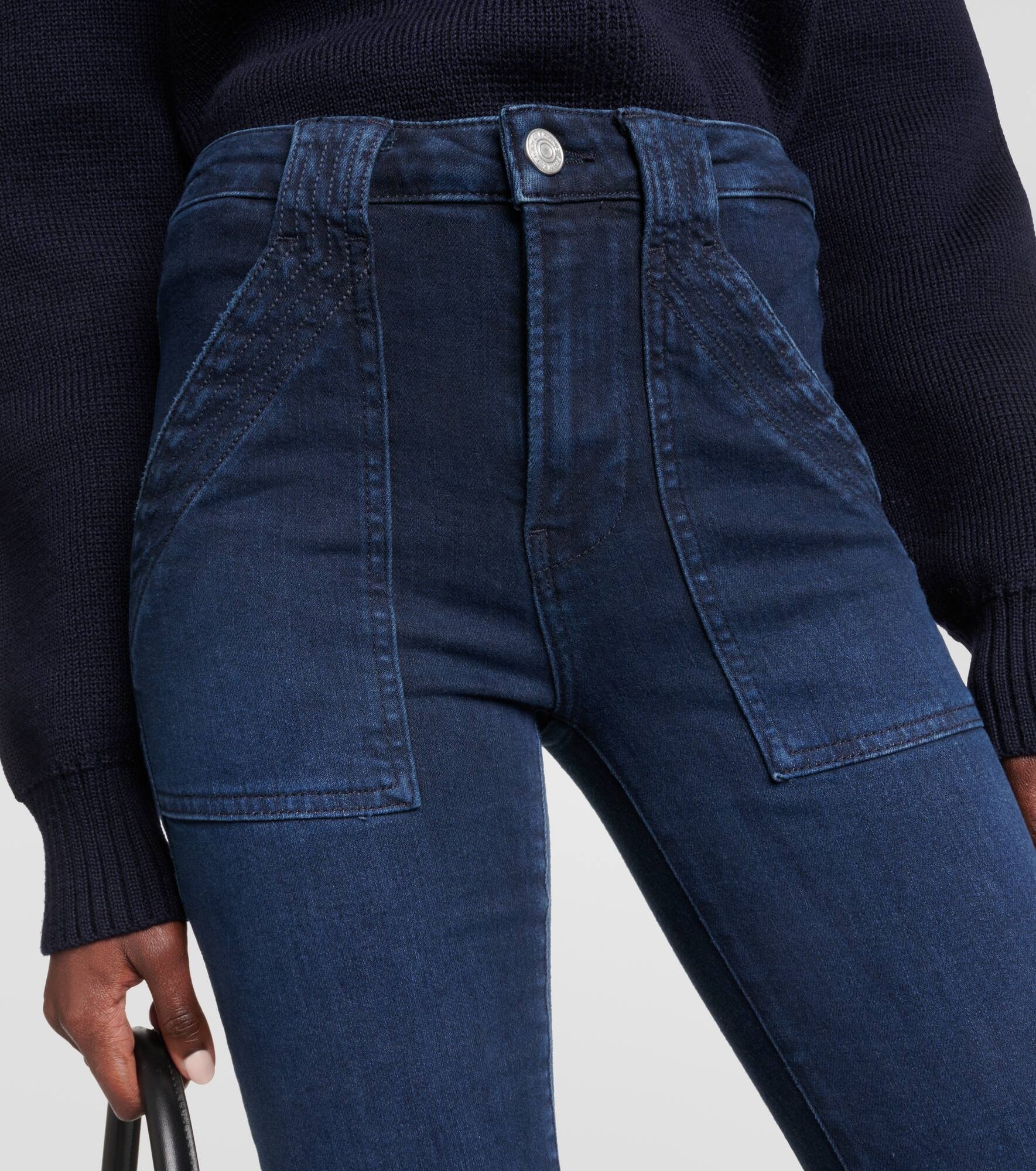 Trapunto high-rise flared jeans - 4