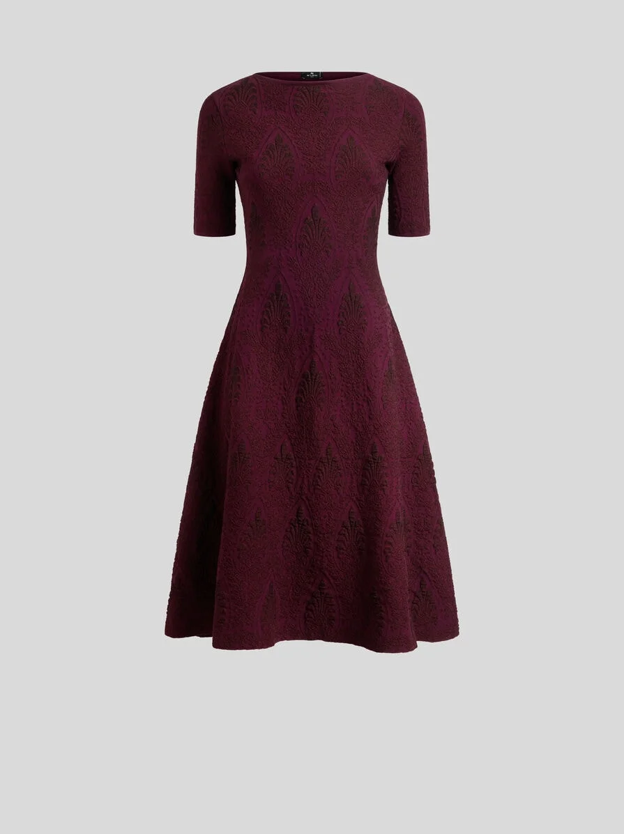 JACQUARD MIDI DRESS WITH MEDALLION MOTIF - 1