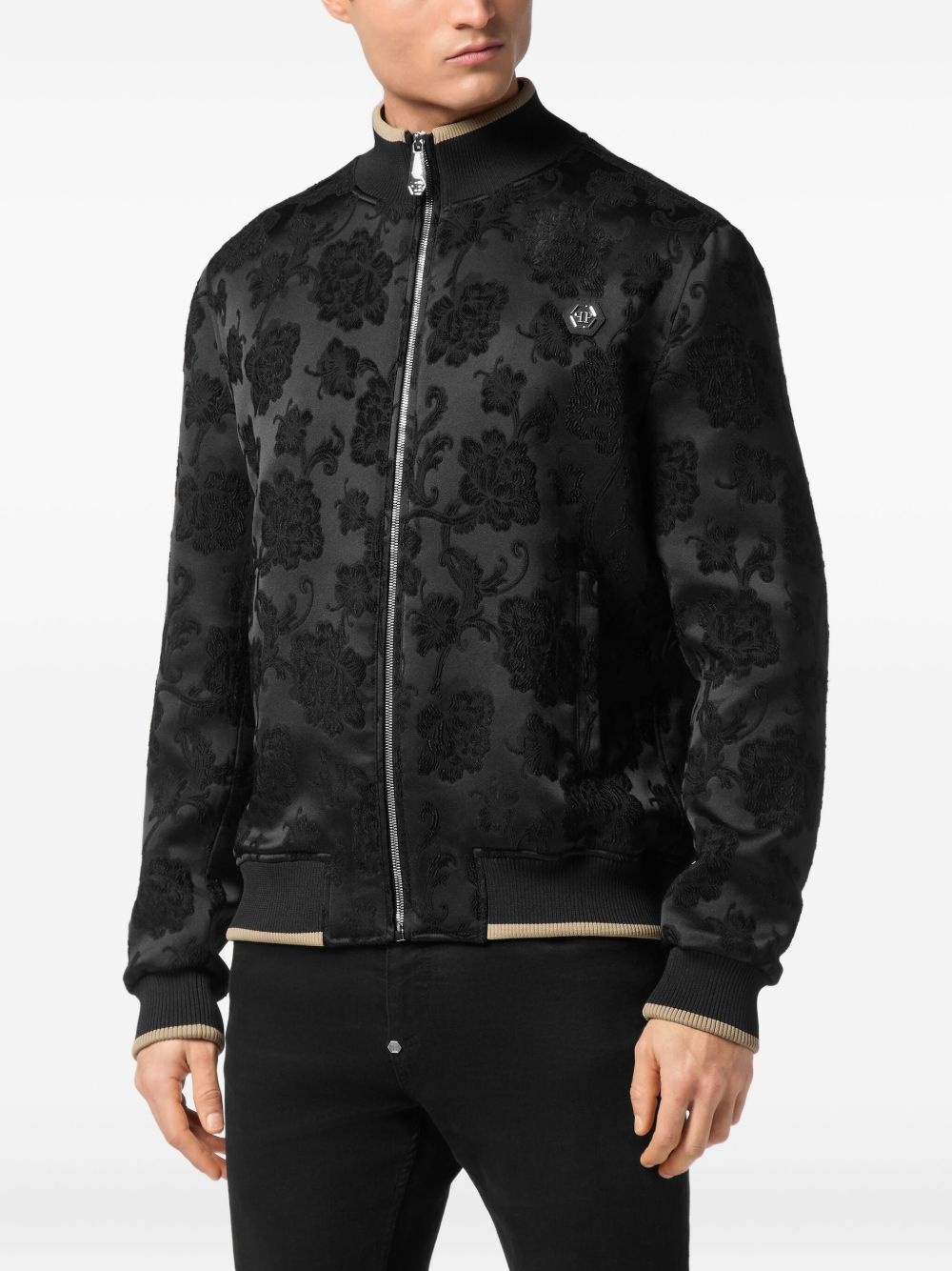 jacquard flowers bomber jacket - 3