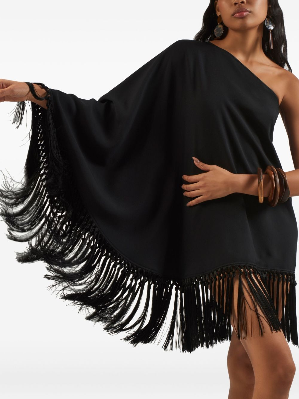 Piccolo Arno one-shoulder fringe dress - 4
