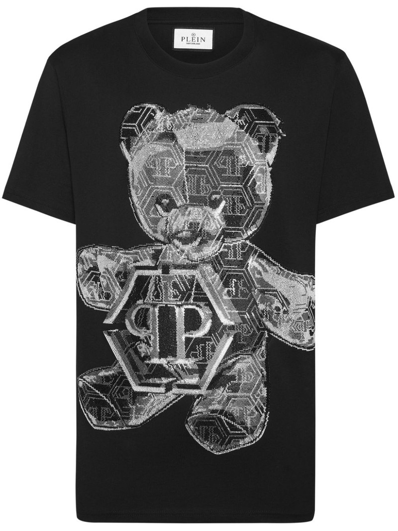 Teddy Bear-appliqué cotton shirt 1