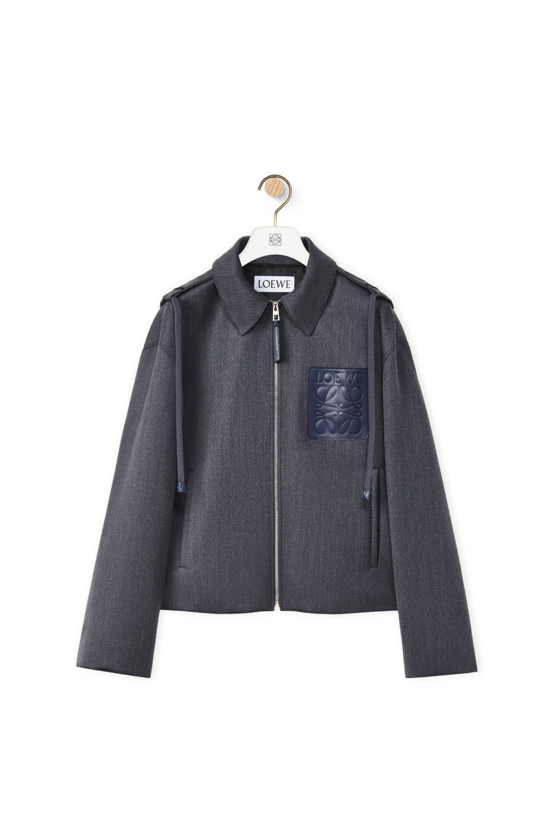 Hooded Anagram zip parka in wool 1