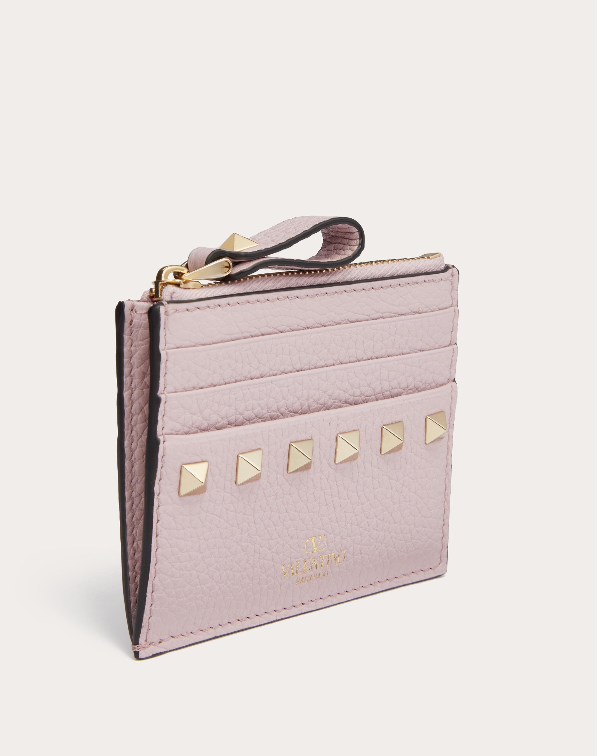ROCKSTUD GRAINY CALFSKIN CARDHOLDER WITH ZIPPER - 4