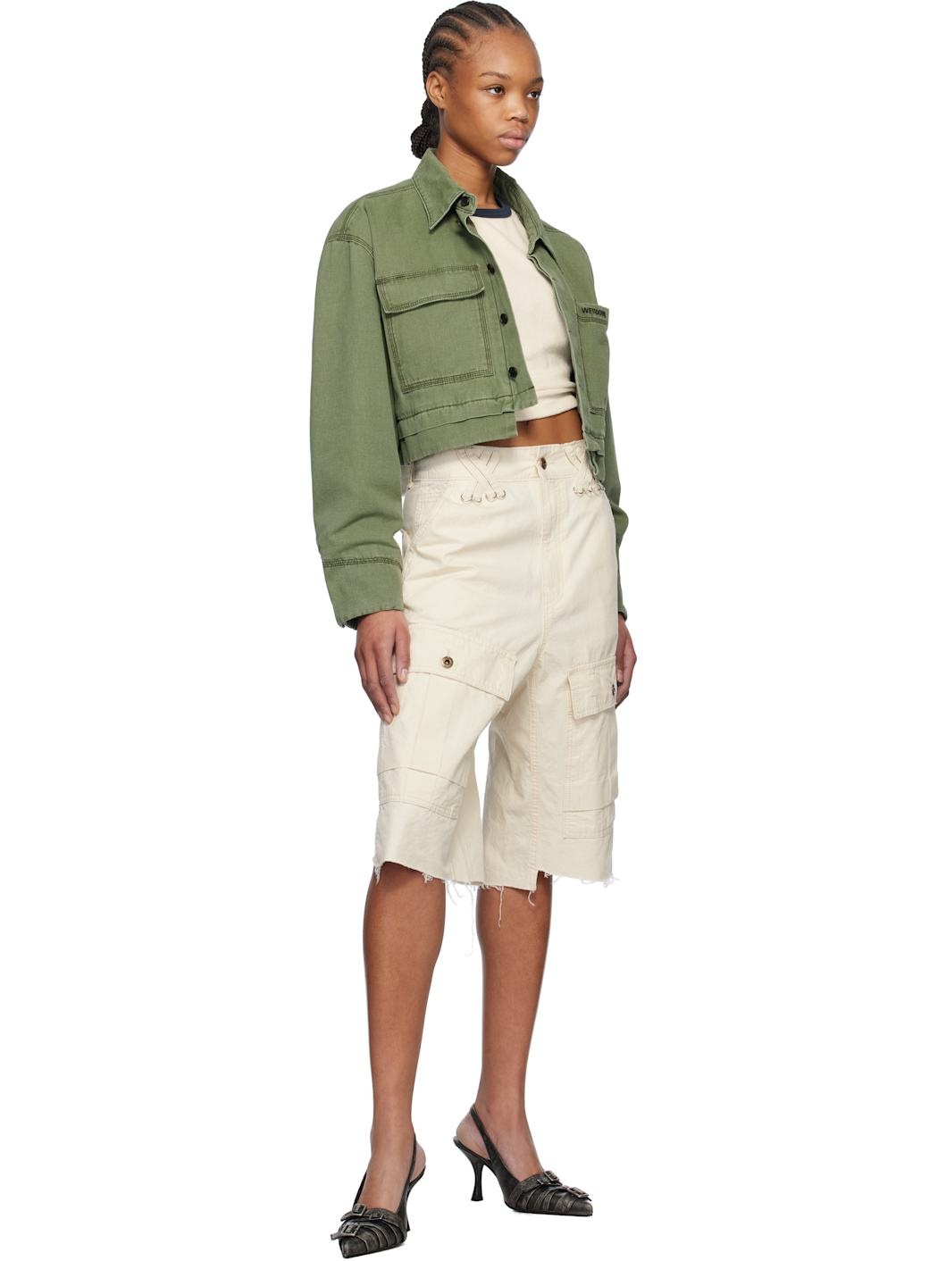 Khaki Cropped Work Jacket - 4