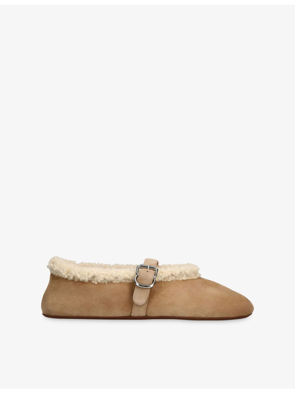 Double-Faced Shearling And Suede Ballet Flats - 1