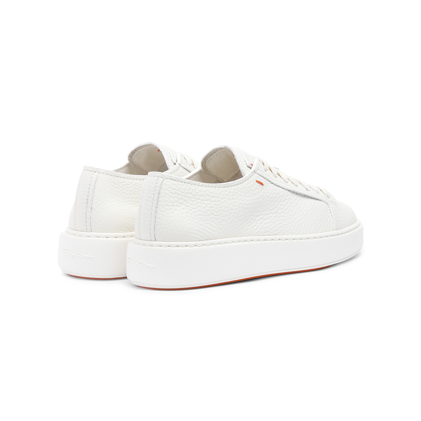 Women's white tumbled leather sneaker - 4