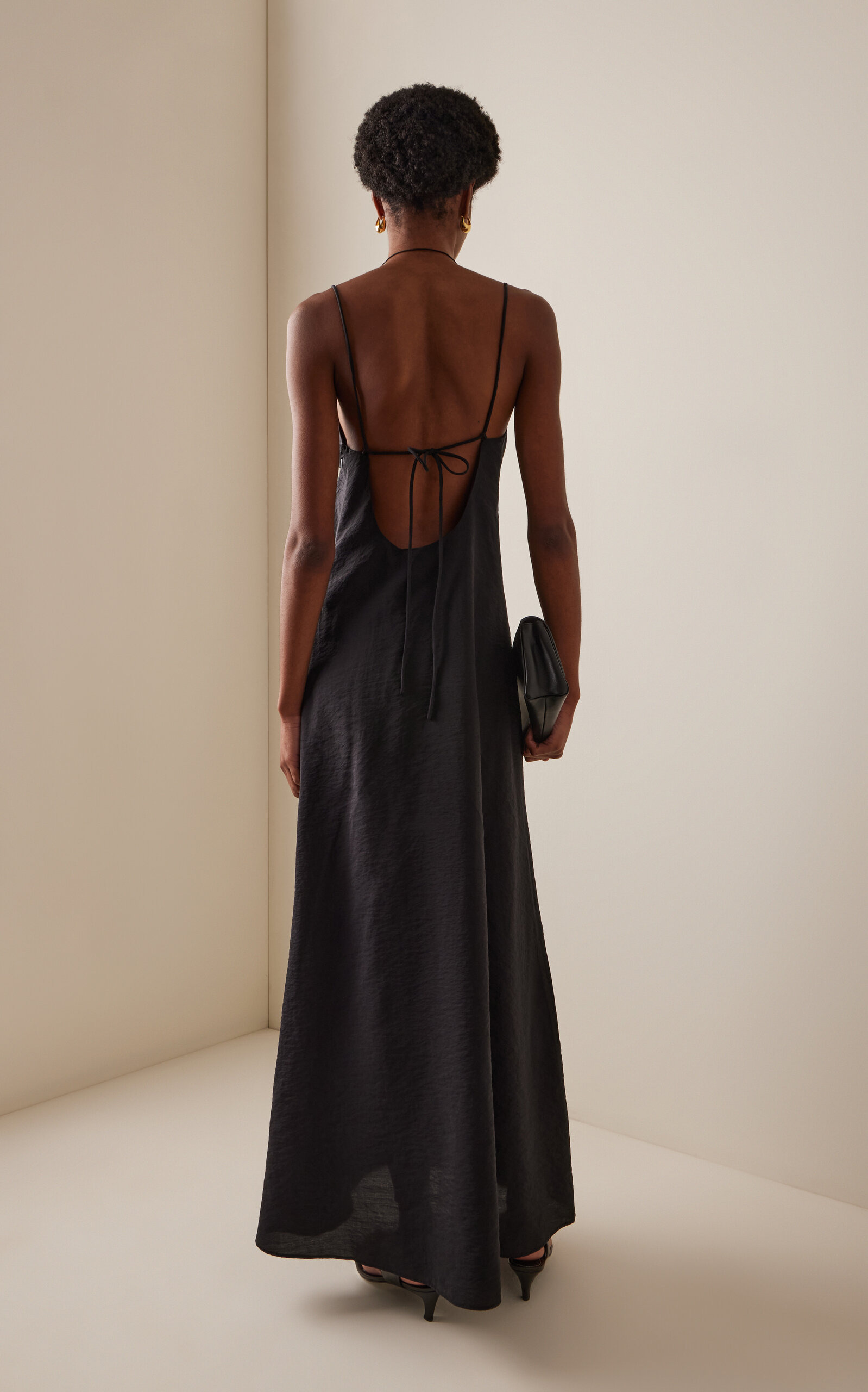 Hammered-Silk Maxi Dress black - 4