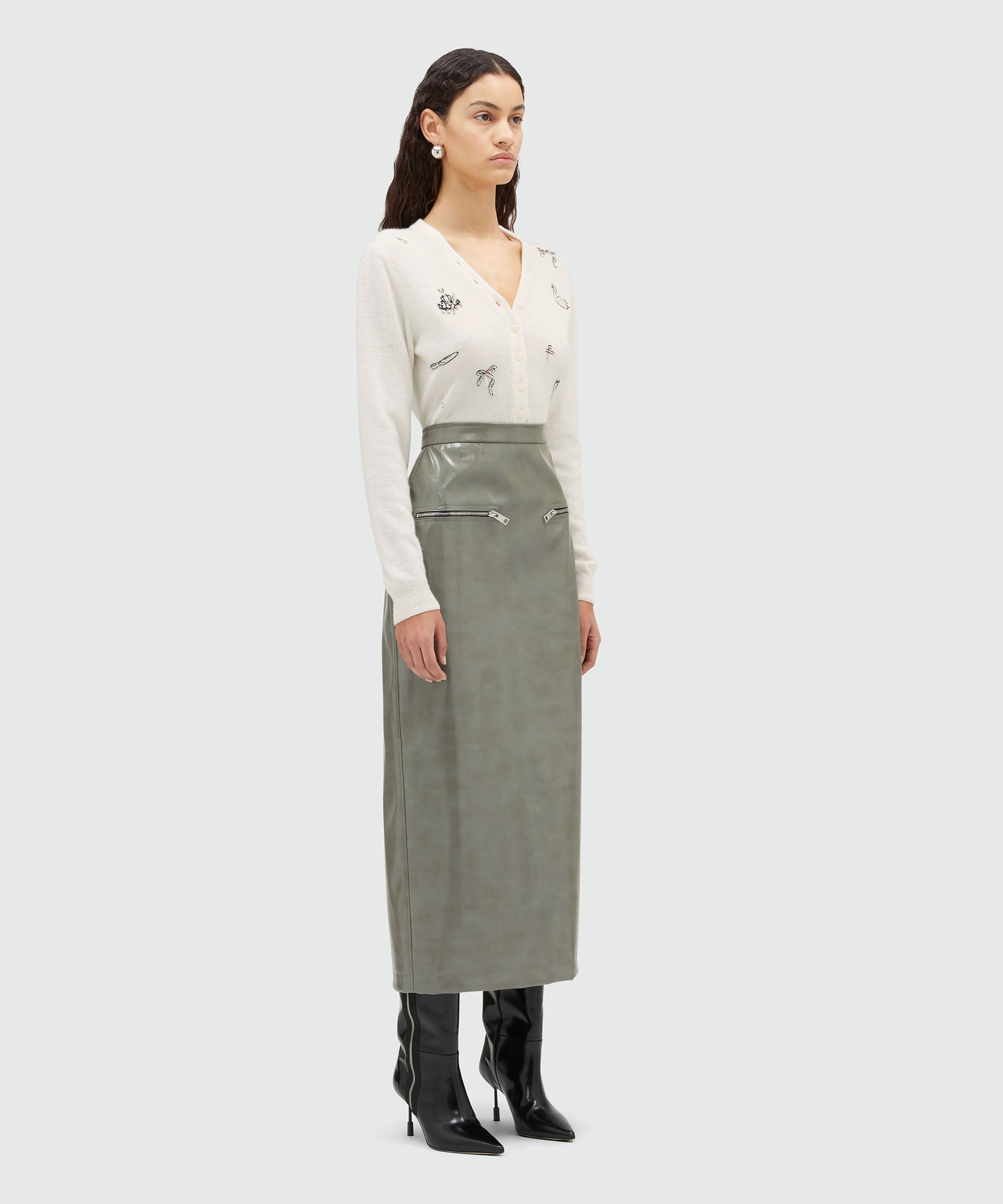 Blended wool cardigan with embroidery - 4