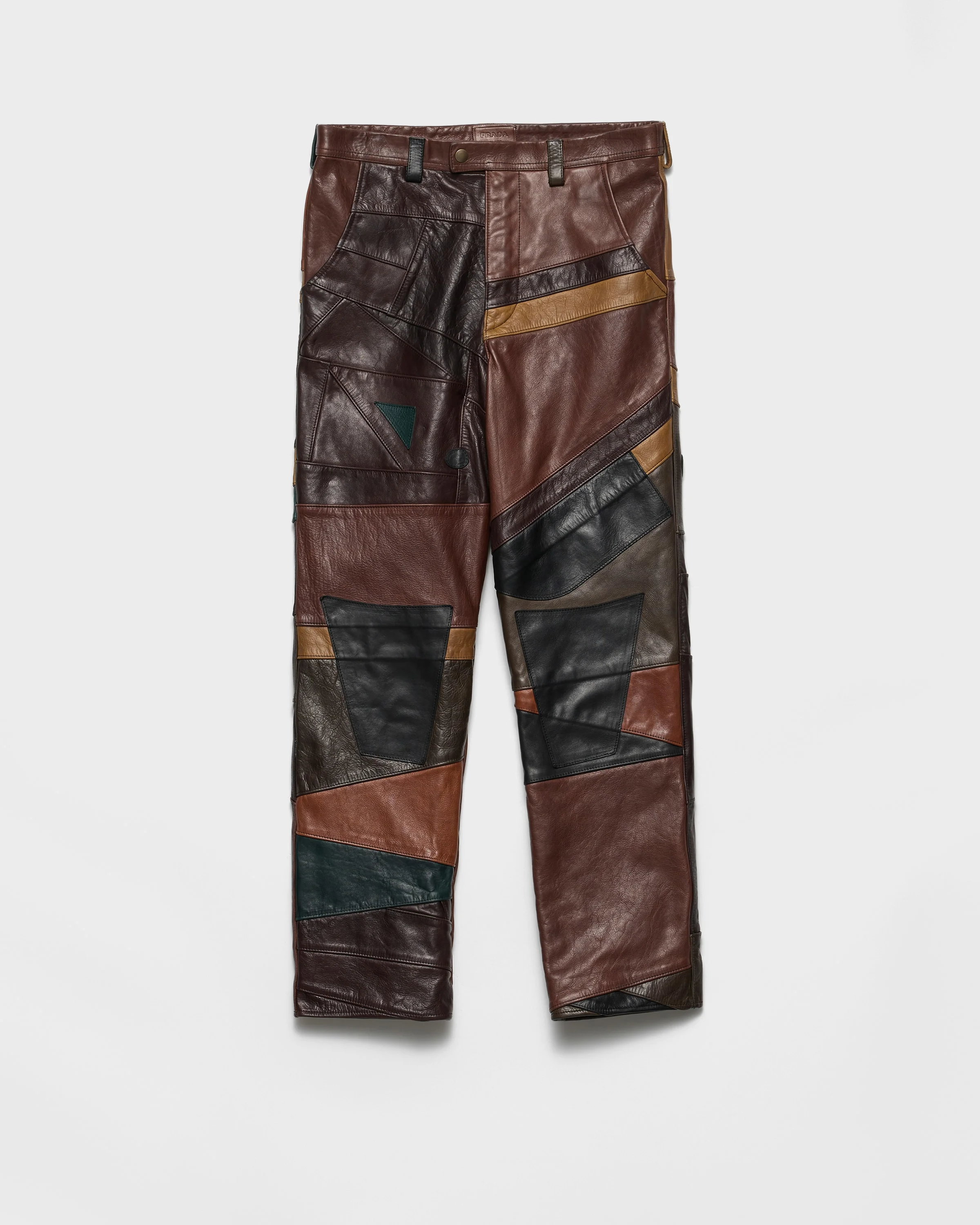 Patchwork leather pants - 1