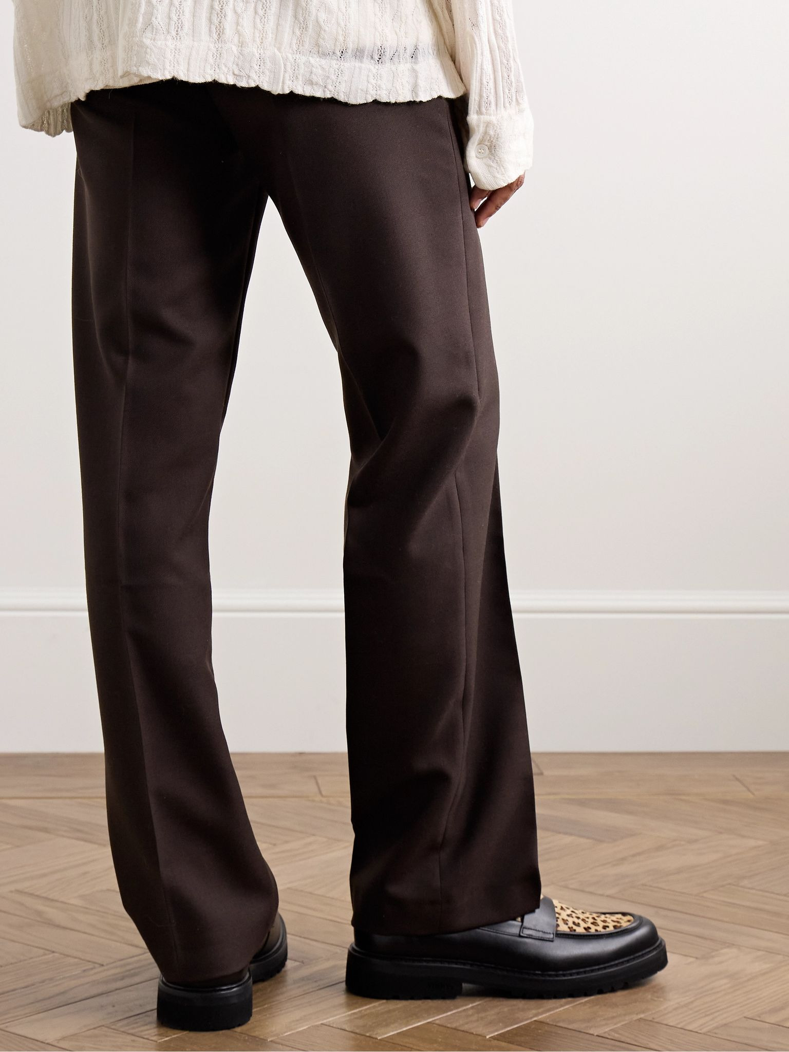 Mike Straight-Leg Twill Suit Trousers Dark brown - 4