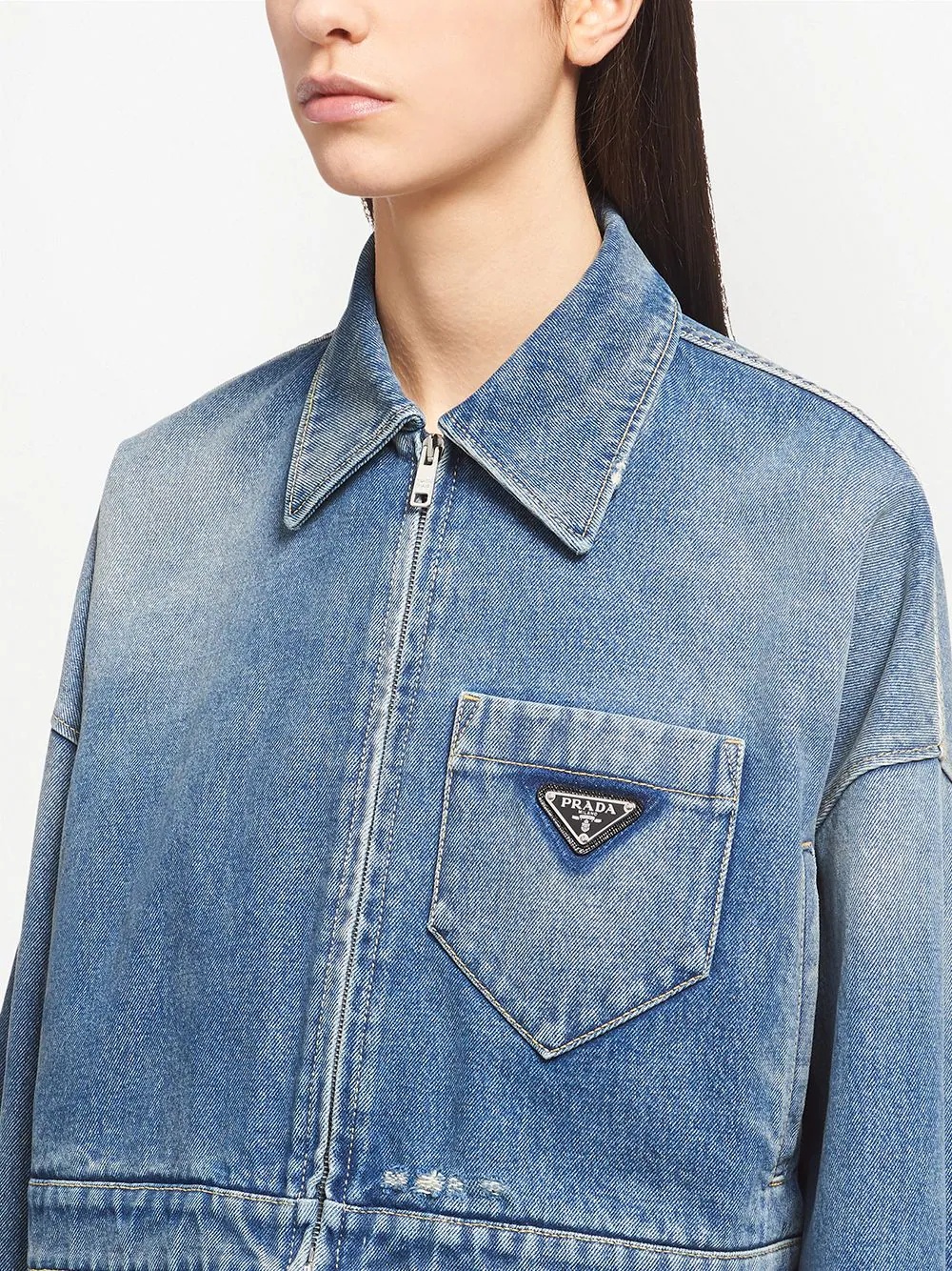 cropped organic-denim jacket - 5