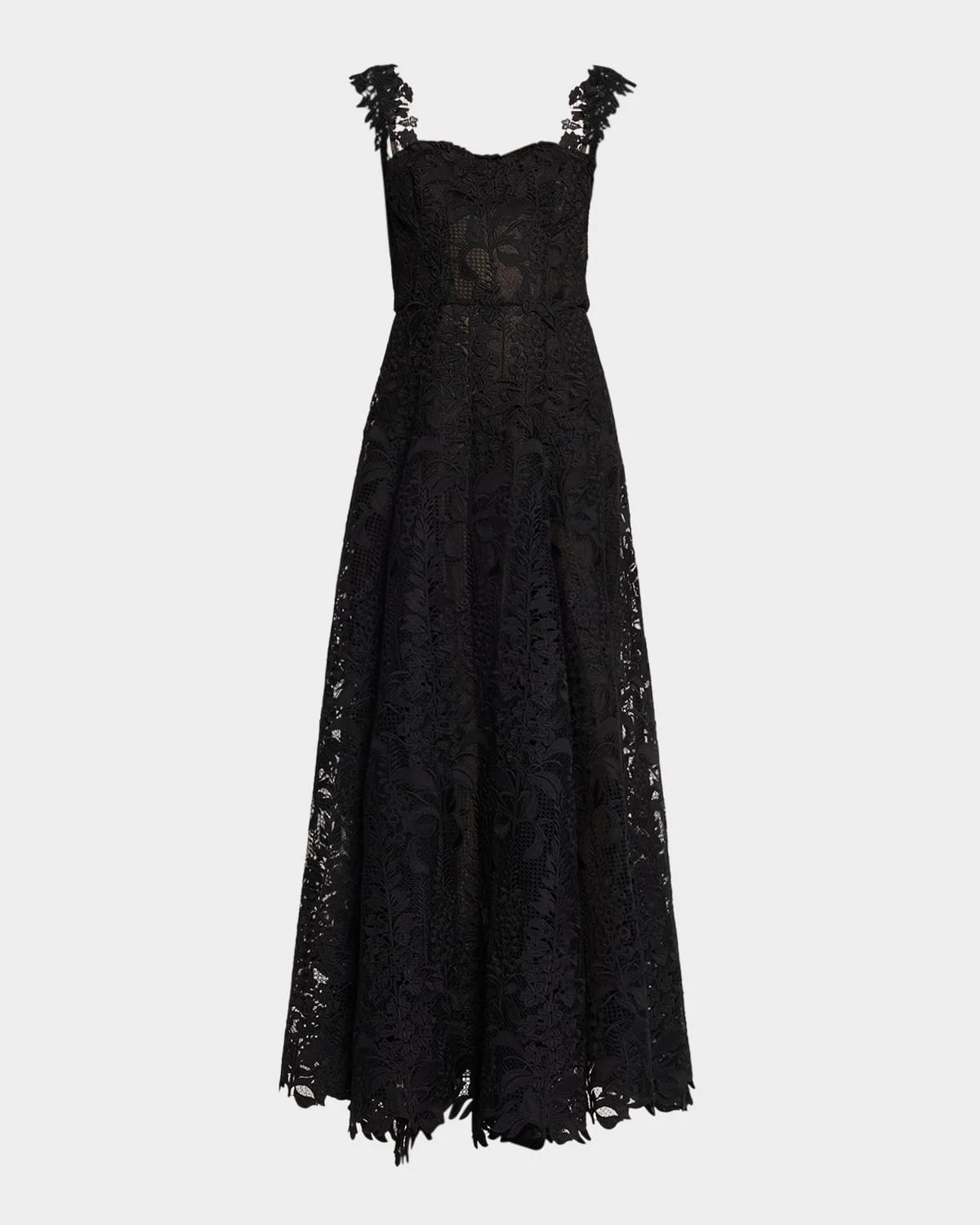 Sleeveless Foxglove Lace Sweetheart-Neck Gown - 1