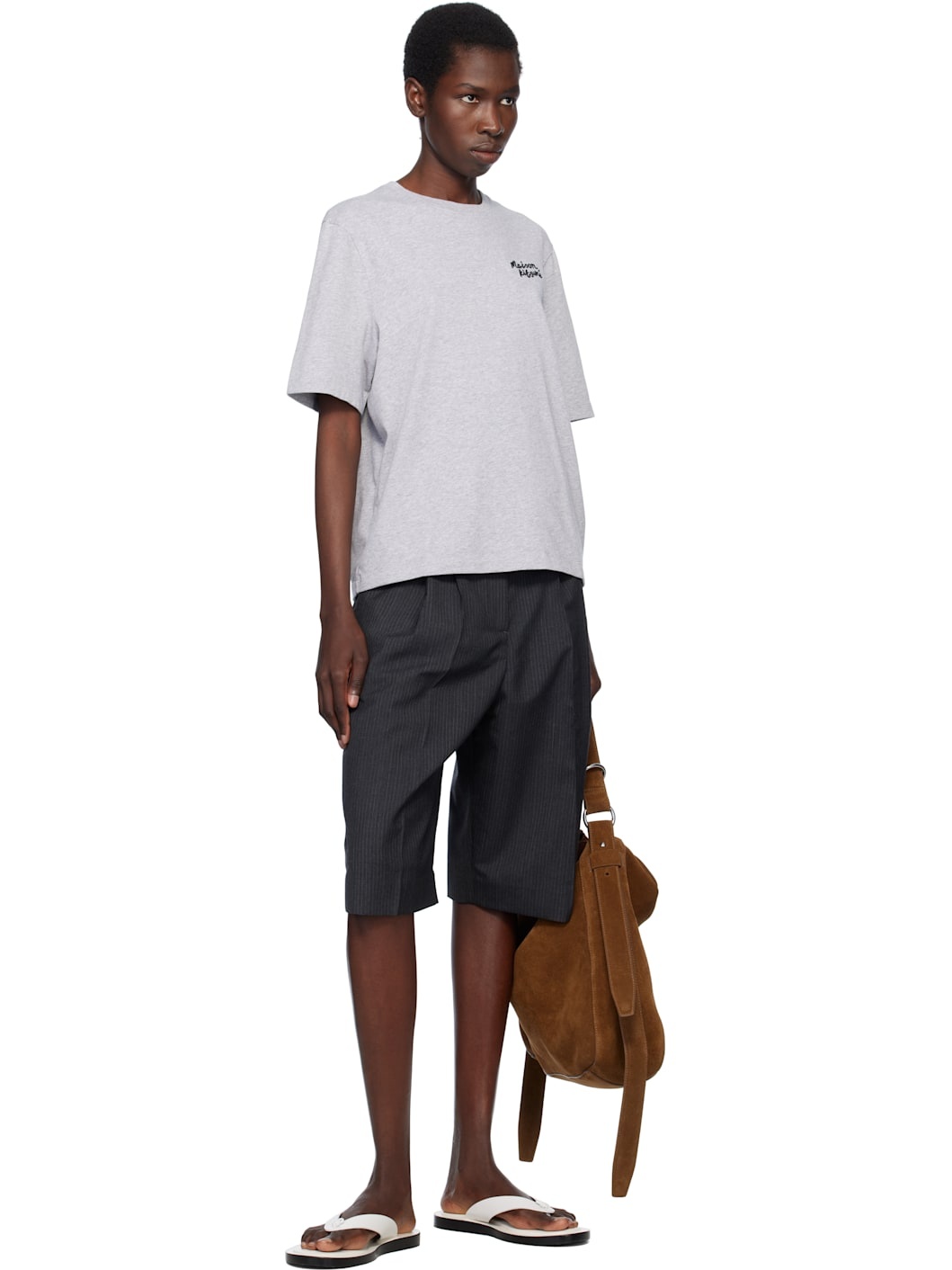 Gray 'Maison Kitsuné' Handwriting Comfort T-shirt - 4