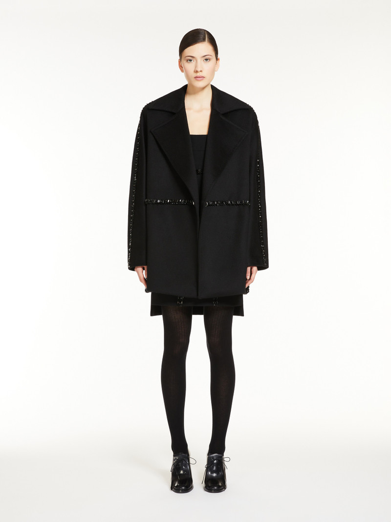 RAPIDO Short coat in camel hair and crystals 3