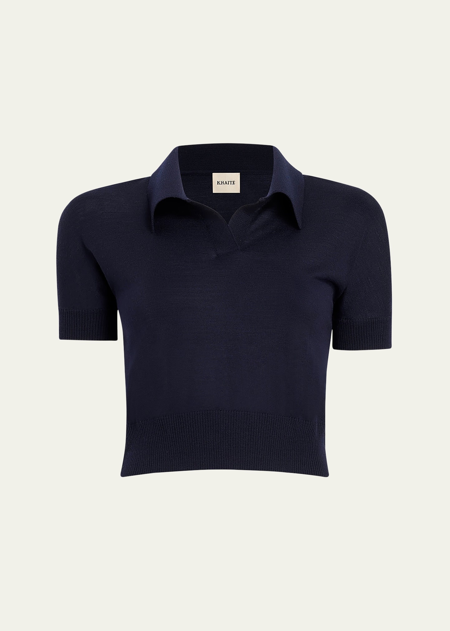 Morgane Short-Sleeve Crop Polo Top - 1