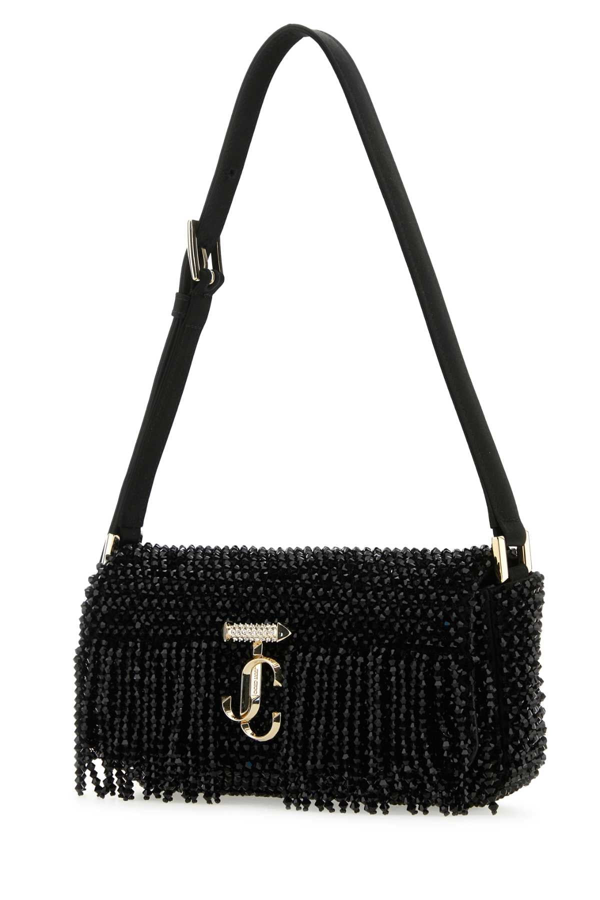 Jimmy Choo Women Black Satin Mini Avenue Shoulder Bag - 2