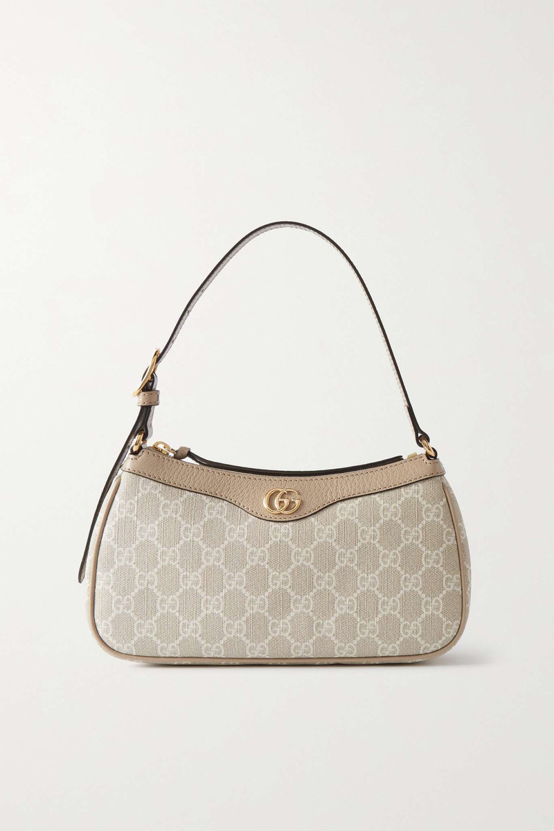 Ophidia embellished textured leather-trimmed printed coated-canvas shoulder bag - 1