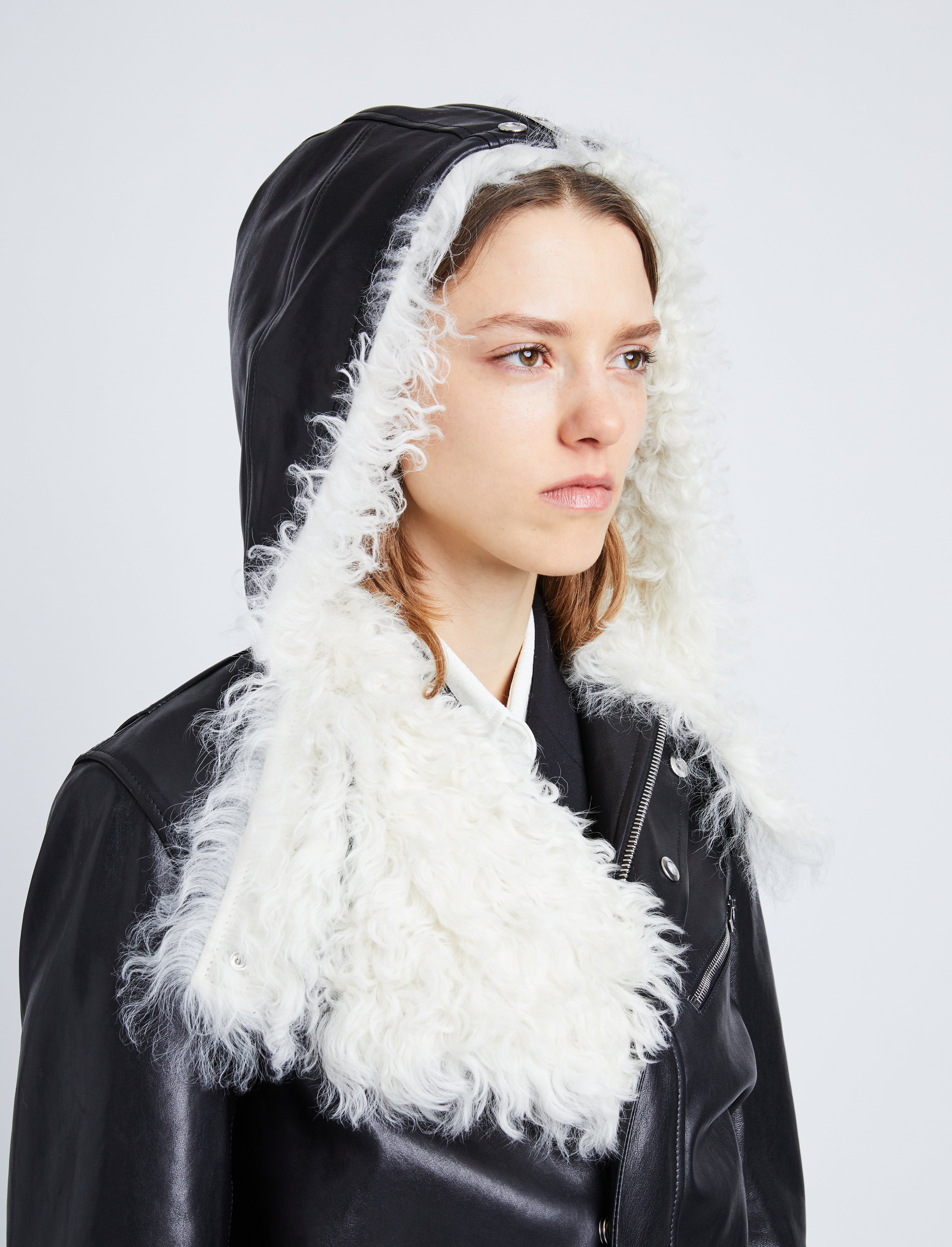 Leather Shearling Motorcycle Jacket - 6