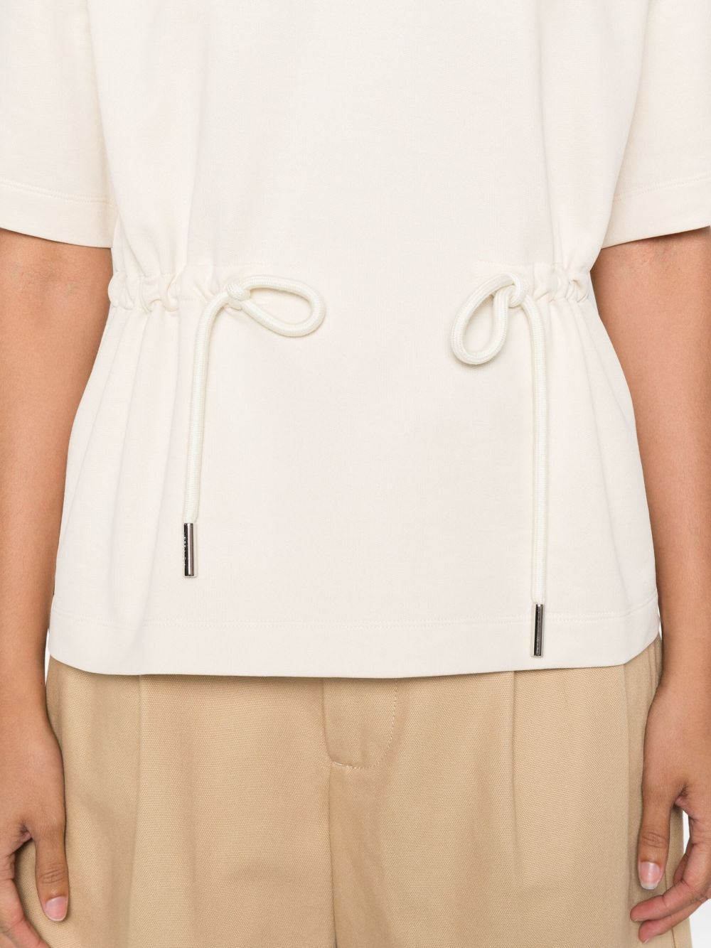 drawstring-waist cotton T-shirt - 5