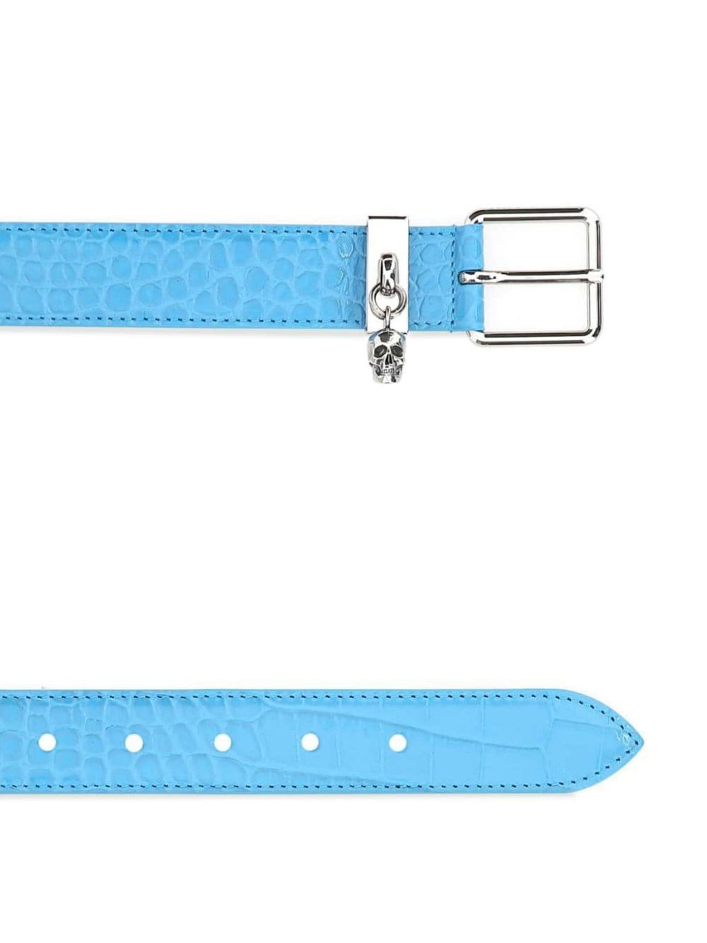 crocodile-effect leather belt - 2