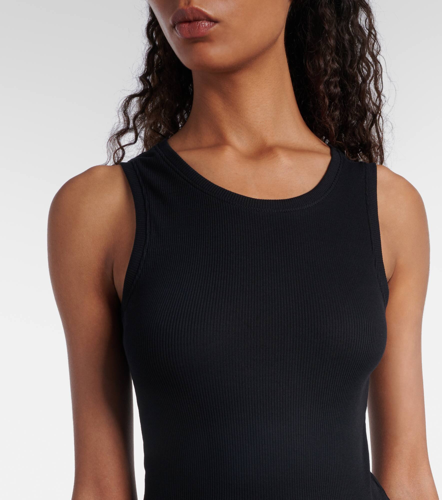 Tank gathered cotton-blend midi dress - 4