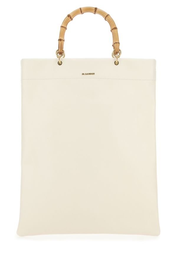 JIL SANDER Ivory Leather Medium Shopping Bag - 1