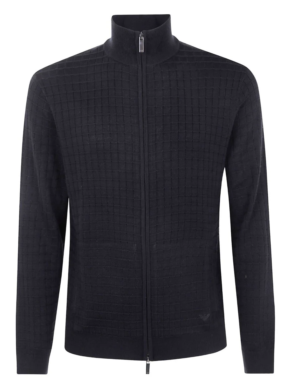 grid-pattern zip-up cardigan - 1