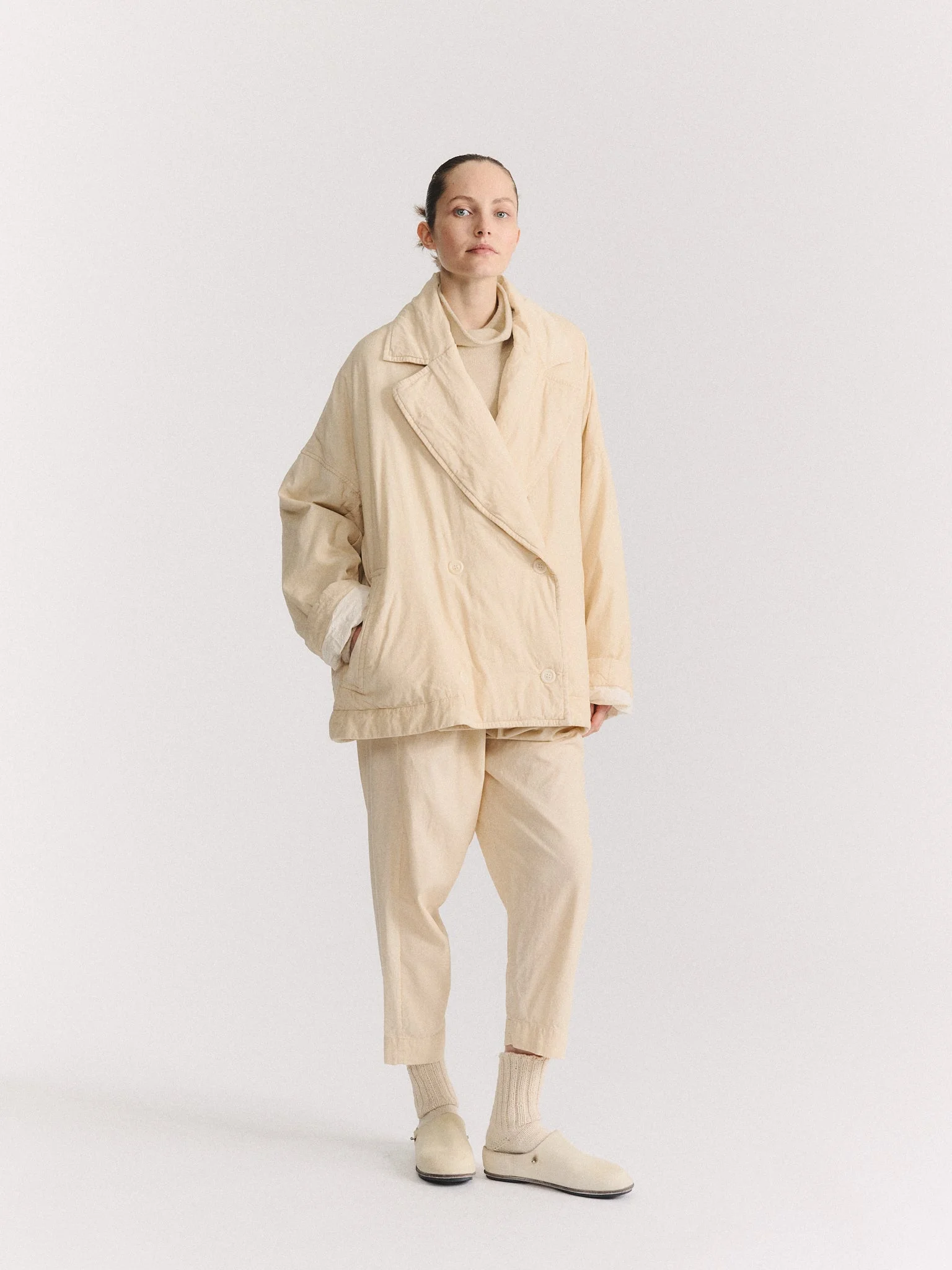 LUNA SHORT COAT - PIN CORD UNFINISHED - NATURAL - 1