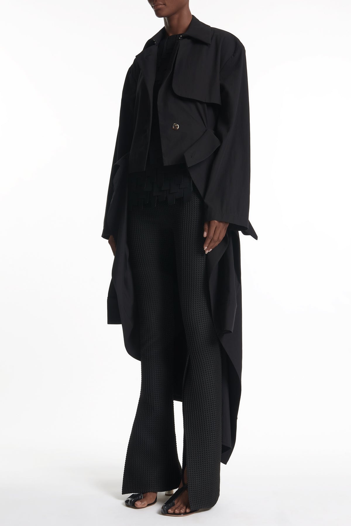 TRENCH COAT WITH SHIRT SLEEVE BELT BLACK - 9