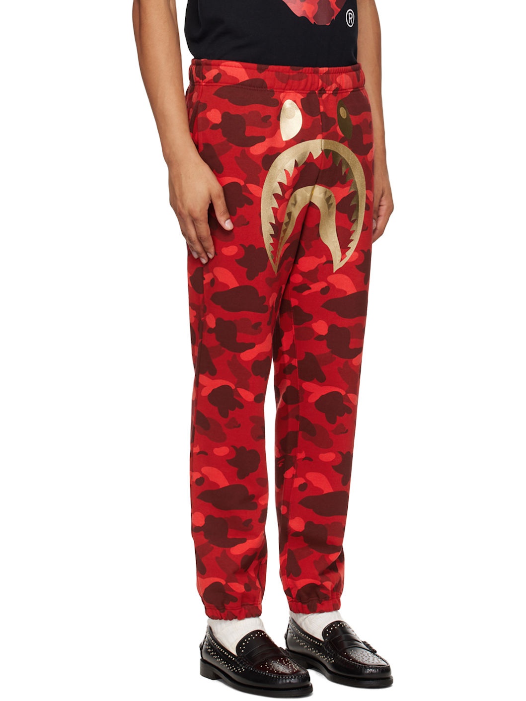 Red Color Camo Shark Sweatpants - 2