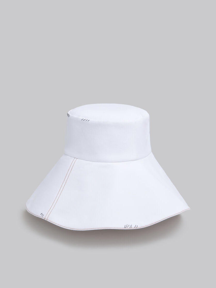 WHITE DENIM BUCKET HAT WITH MARNI MENDING - 3