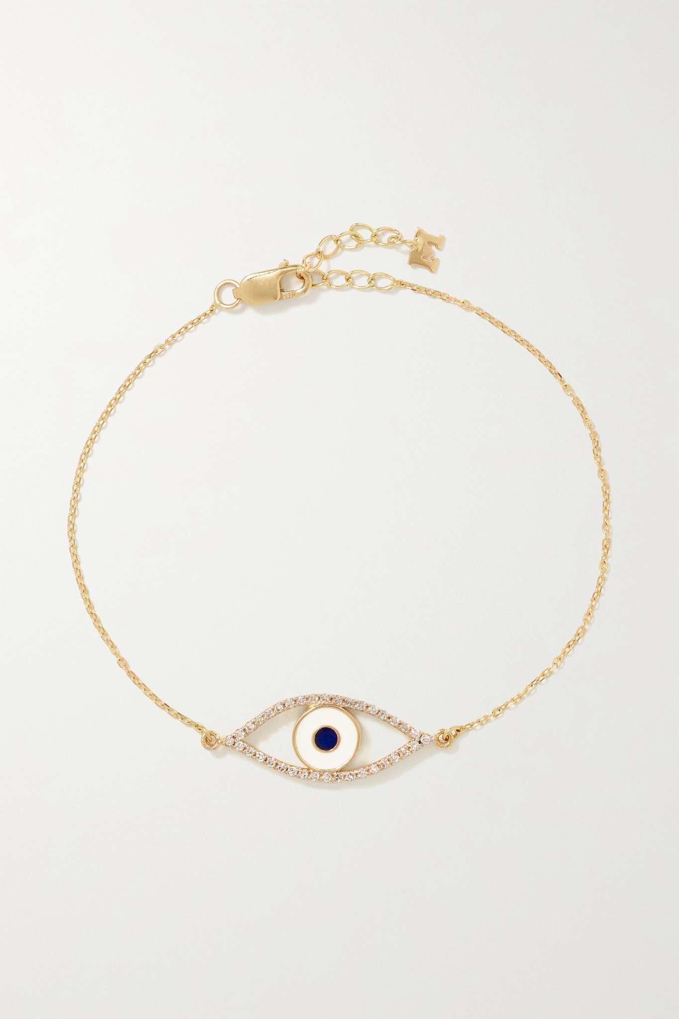 Eye of Protection 14-karat gold, enamel and diamond bracelet - 1