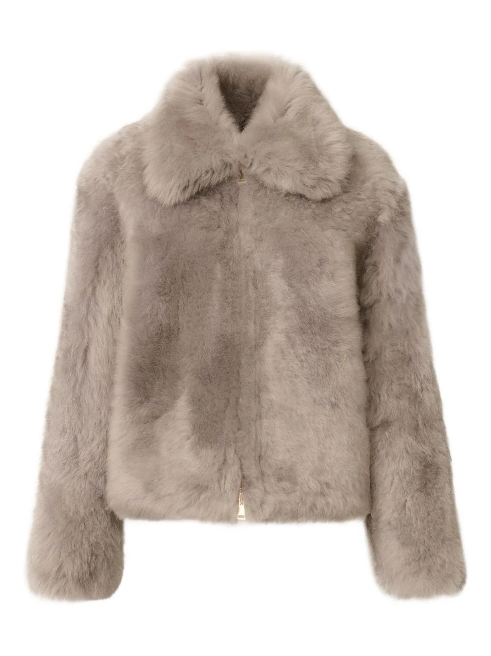shearling zip-front jacket - 1