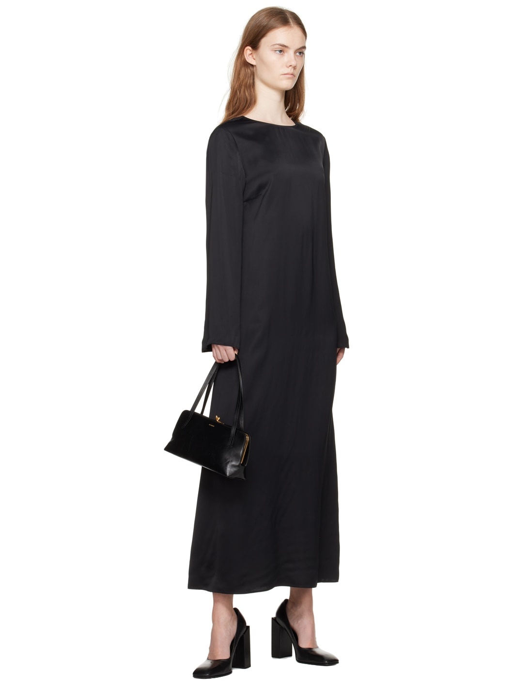 Black Crewneck Maxi Dress - 4