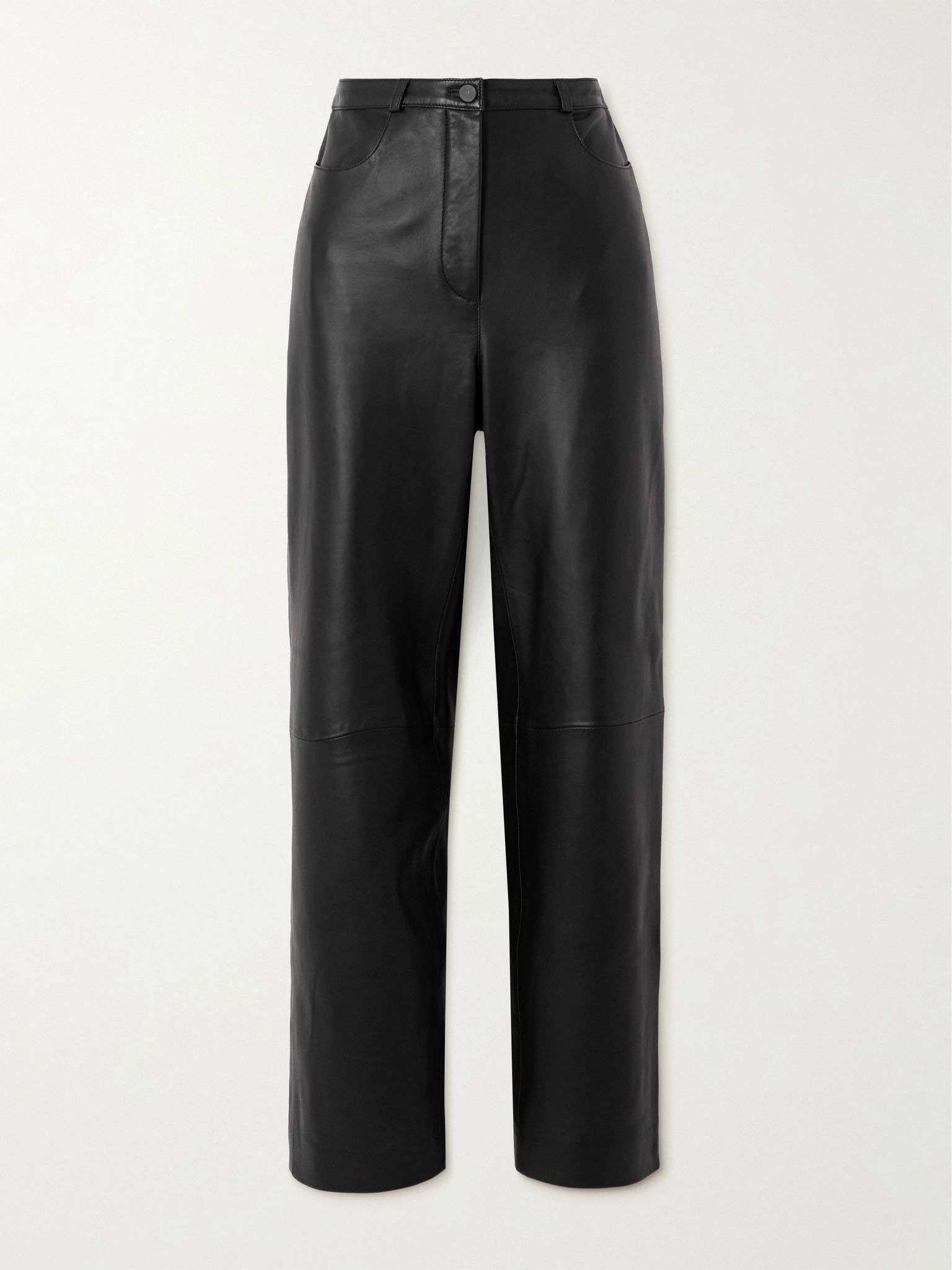 Cobe paneled leather straight-leg pants Black - 1