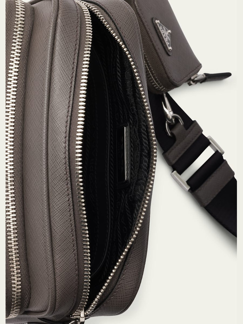 Prada Men's Saffiano Leather Crossbody Bag with Pouch outlook