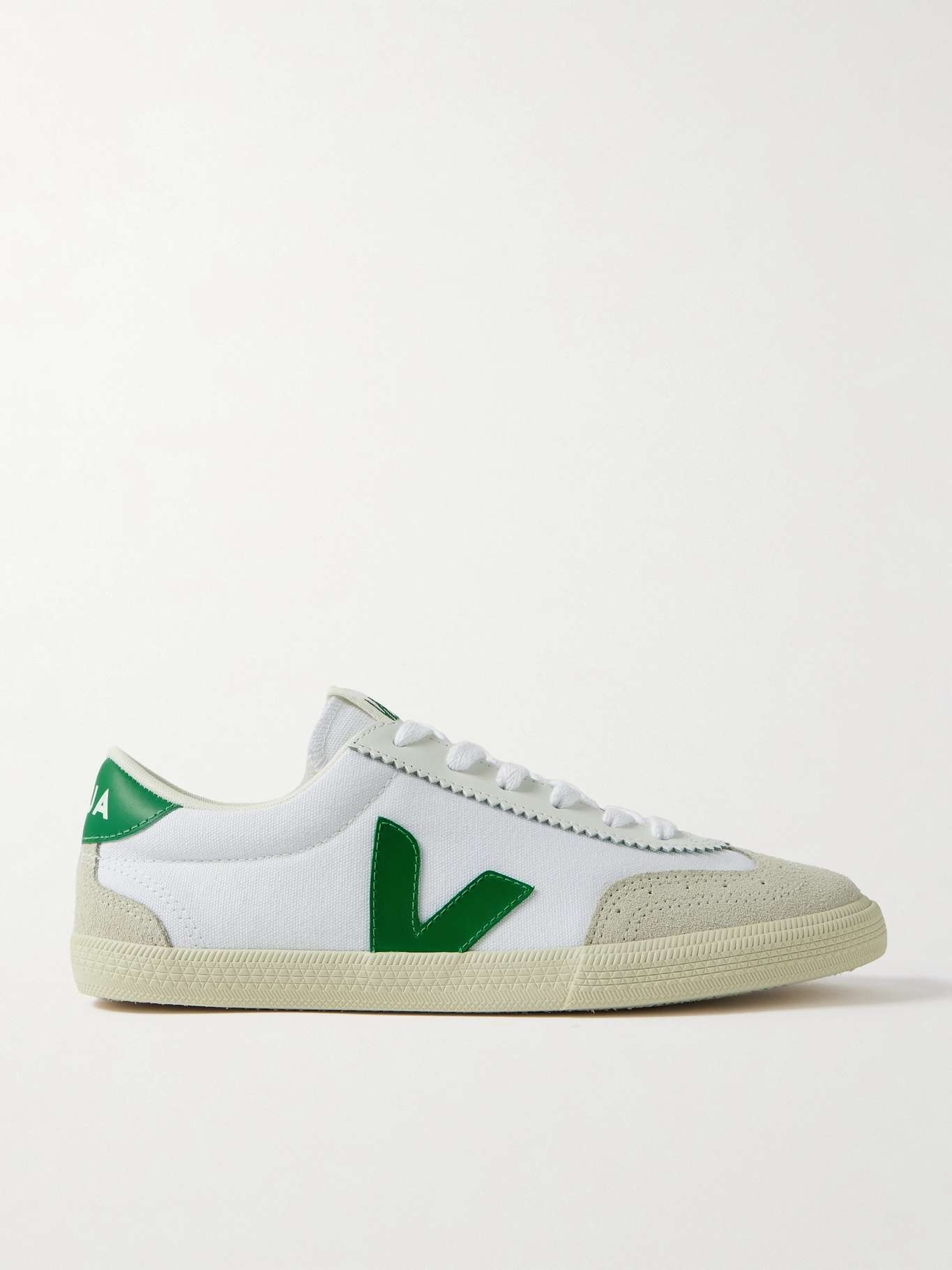 Volley leather and suede-trimmed canvas sneakers - 1