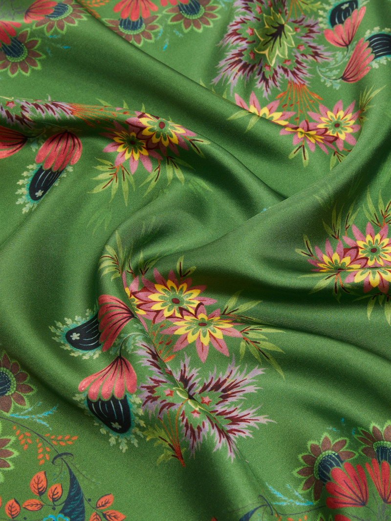 ONESTONEW Printed silk twill foulard - GREEN 3