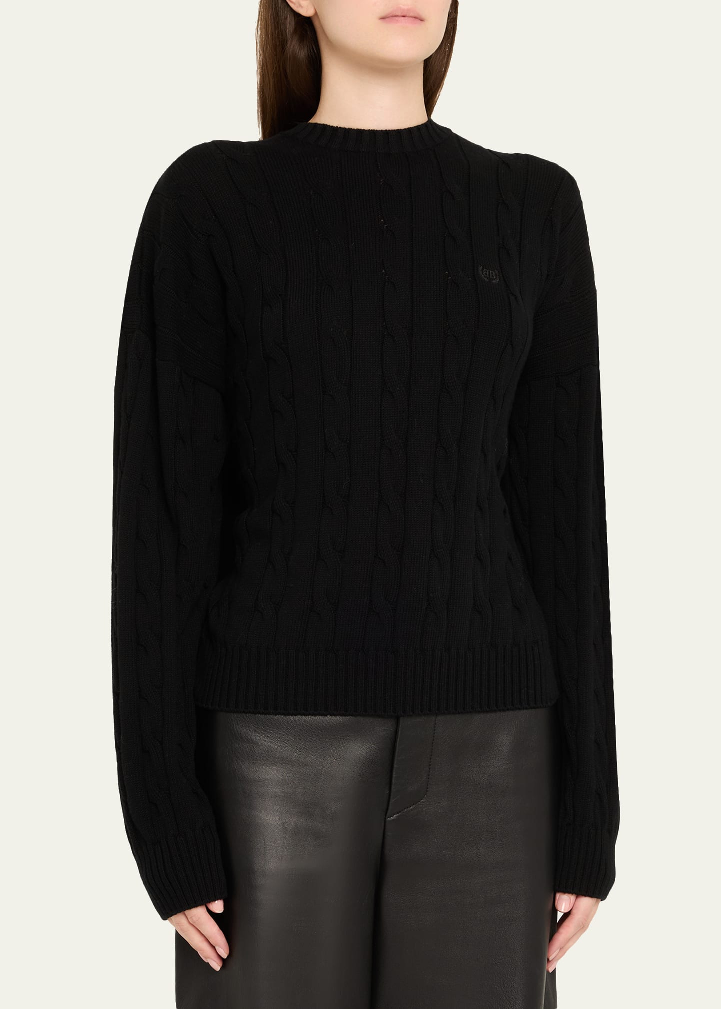 Cable-Knit Crewneck Sweater - 4