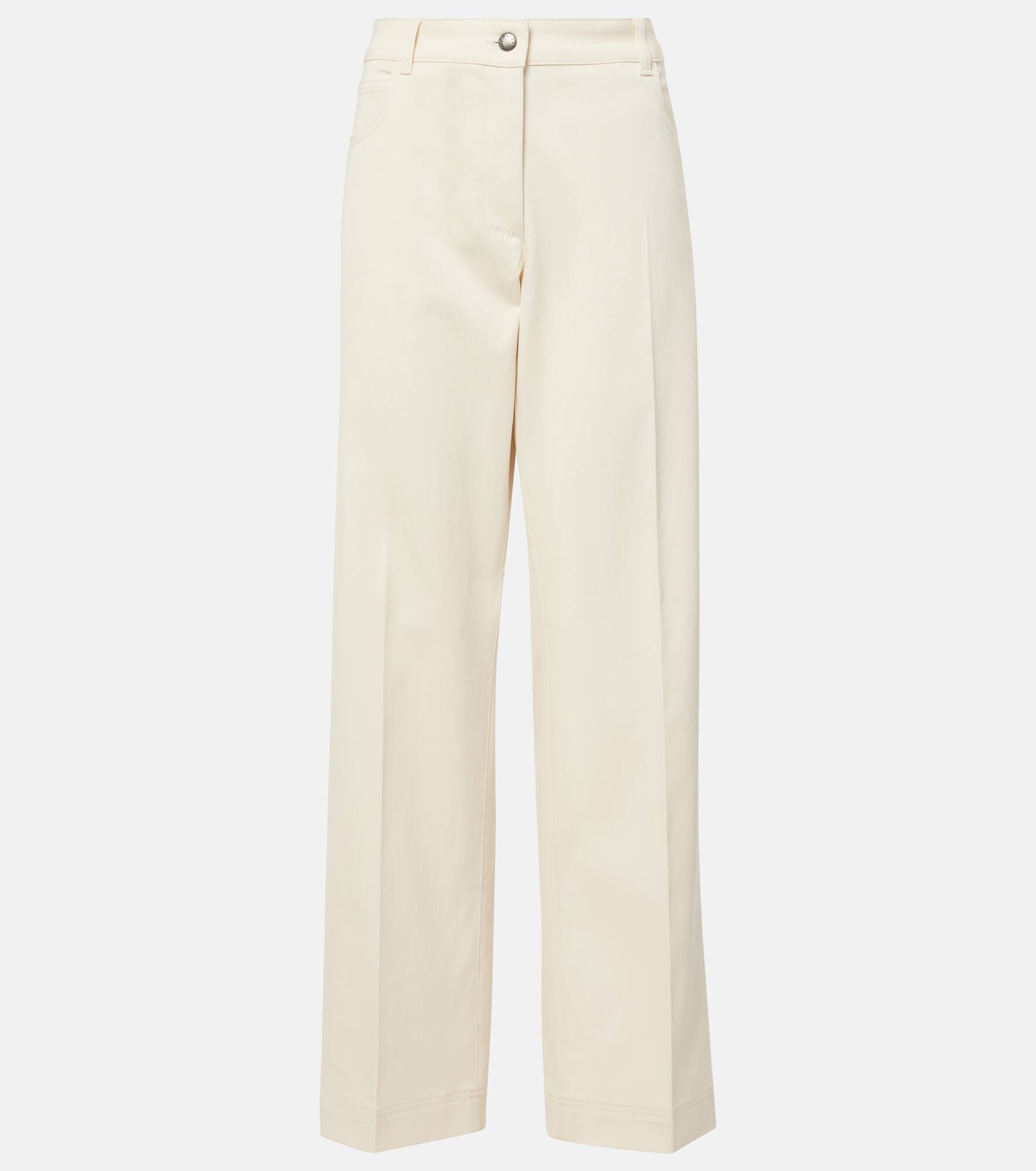 Cotton gabardine straight pants - 1