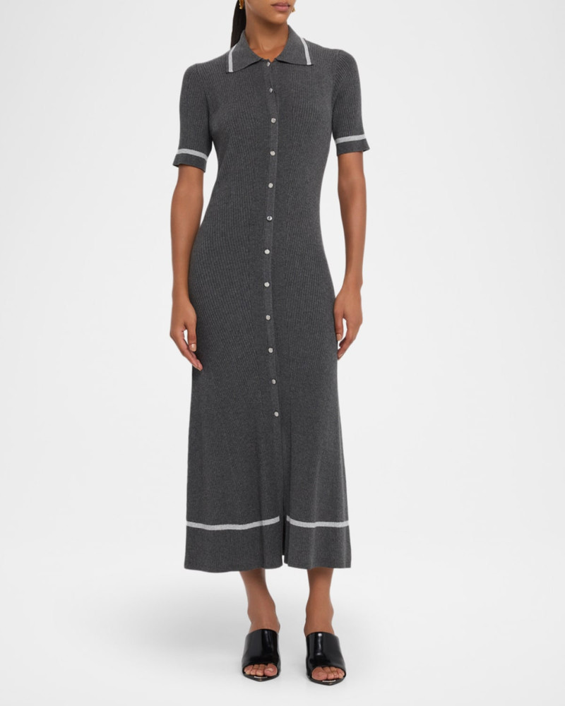 rag & bone Kassy Tipped Rib-Knit Midi Dress outlook