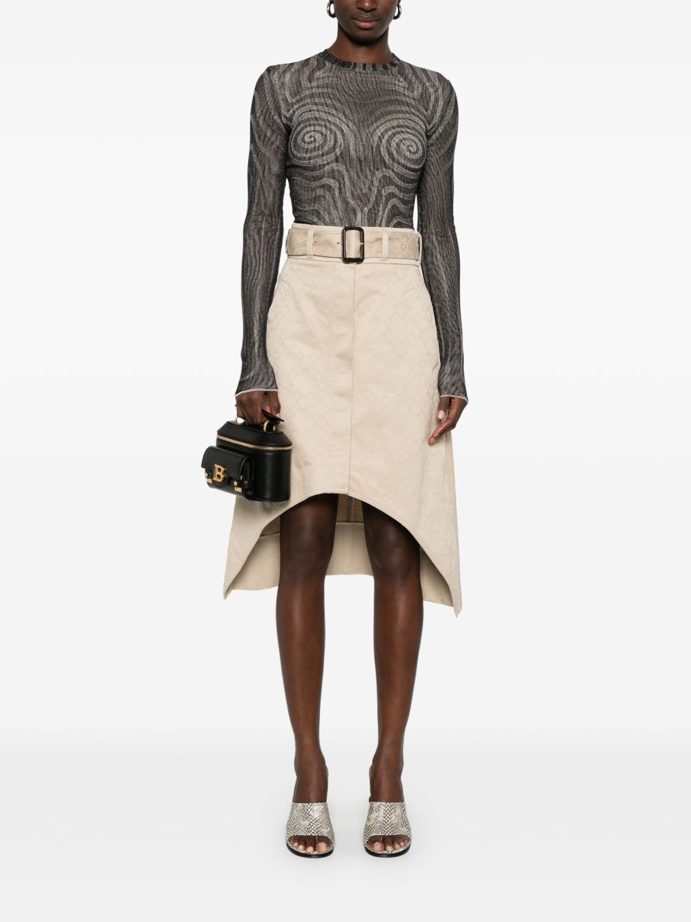 monogram 72 asymmetric midi skirt - 2