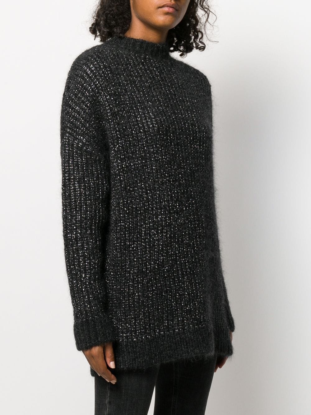 metallic loose-knit jumper - 3