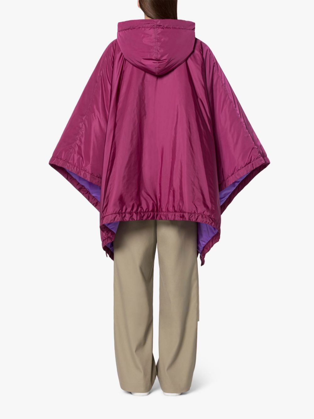 SIMA BURGUNDY NYLON HOODED PONCHO - 4