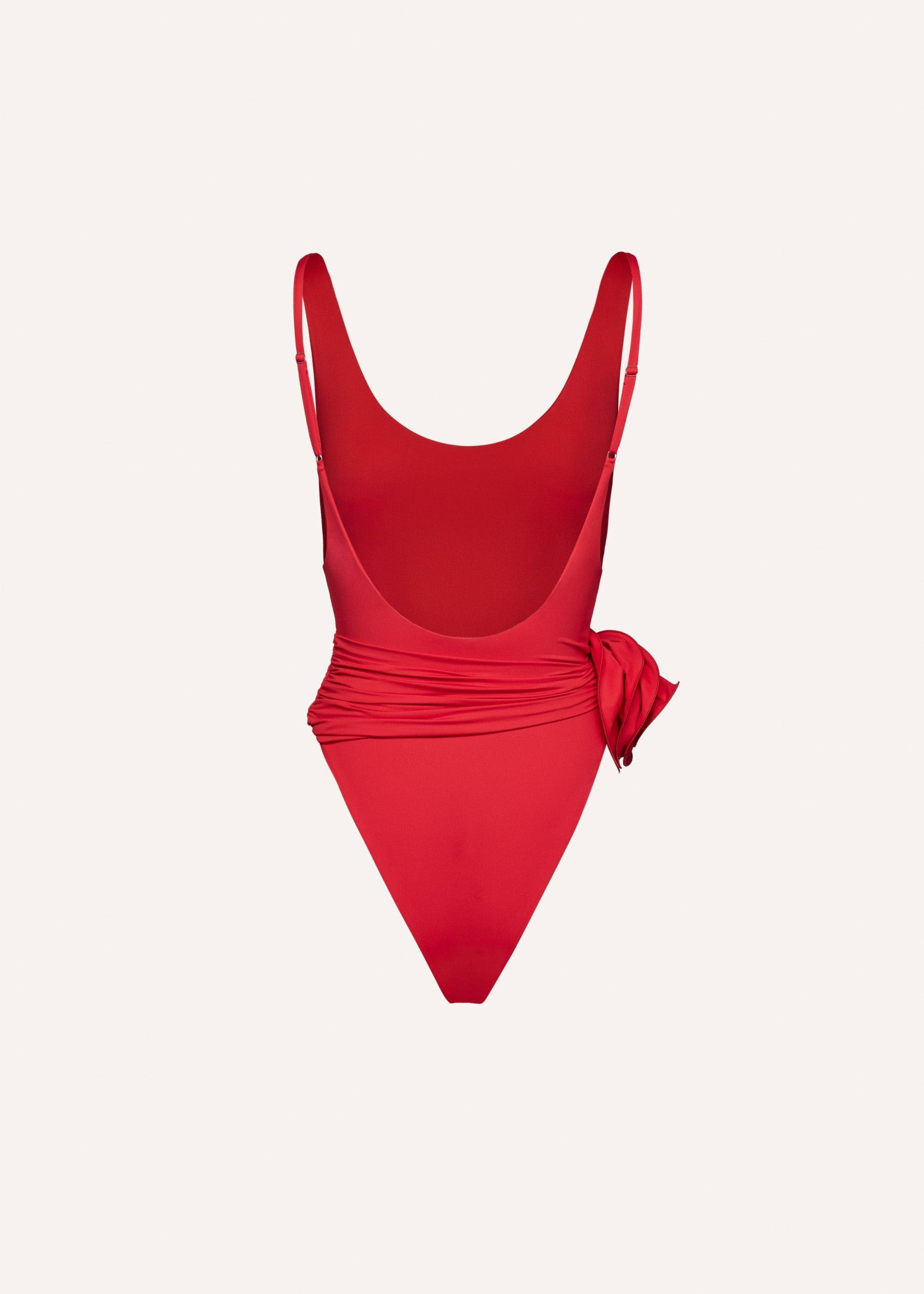 Flower scoop neck swimsuit in red - 2