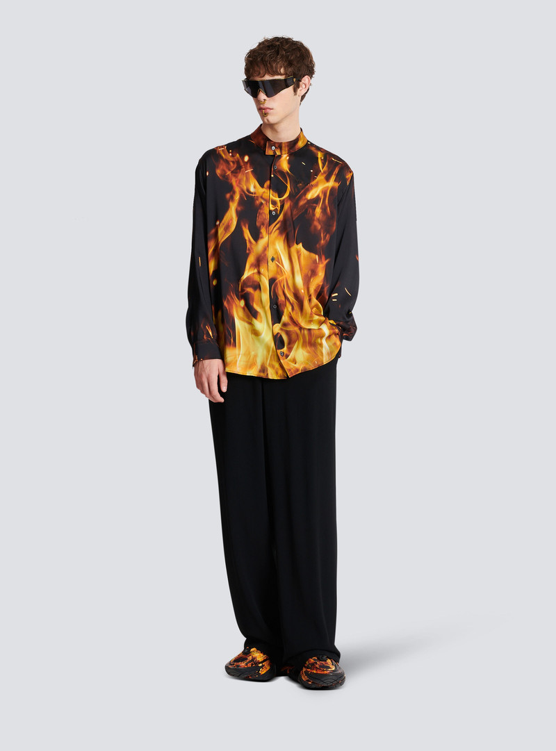 Balmain Fire print twill shirt outlook