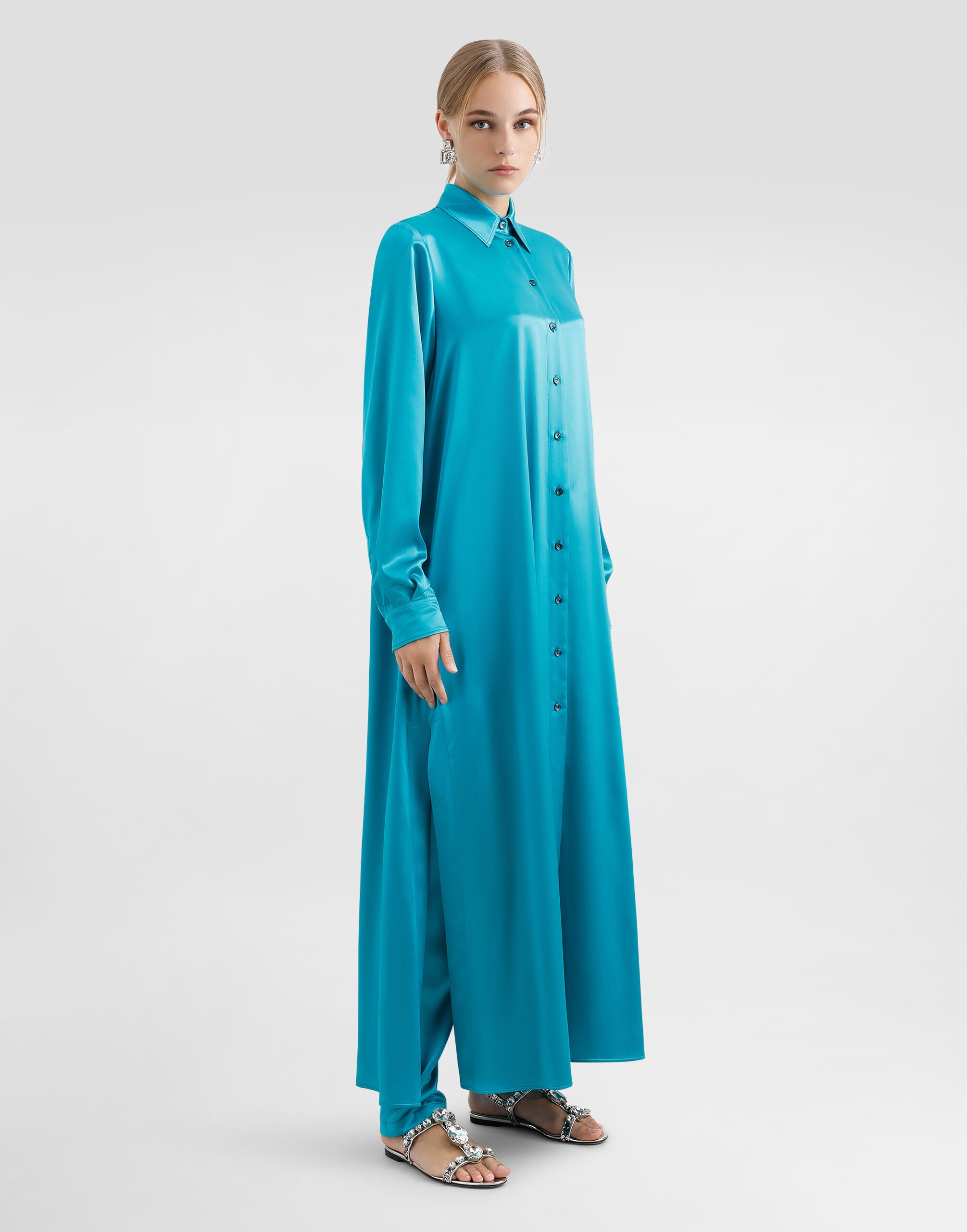 Long silk satin caftan - 2